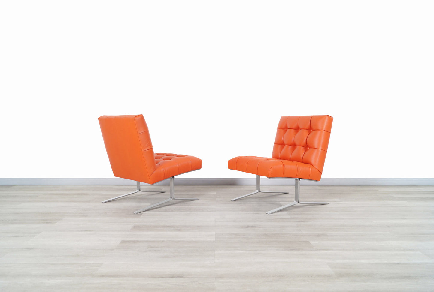 Vintage Leather Slipper Lounge Chairs