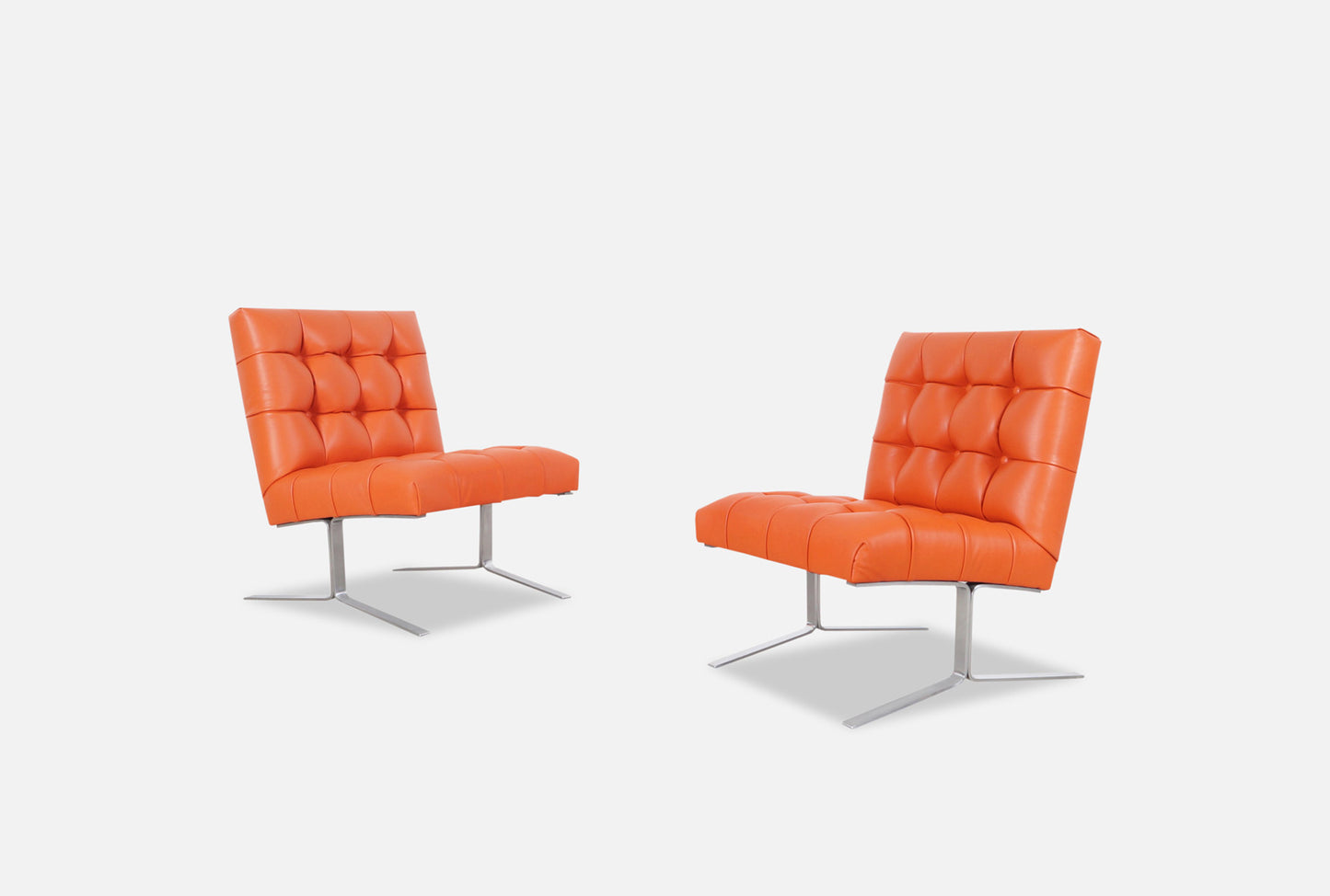 Vintage Leather Slipper Lounge Chairs