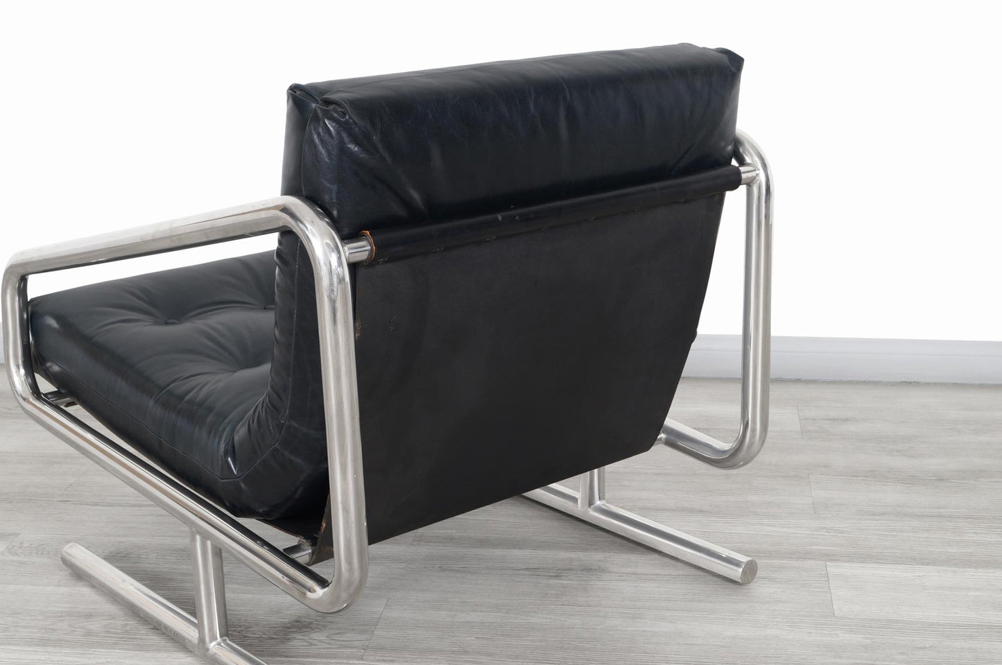 Mid-Century Modern Leather and Aluminum Lounge Chairs
