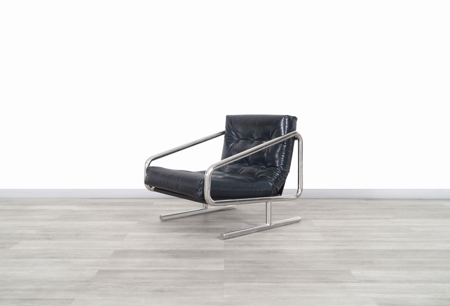 Mid-Century Modern Leather and Aluminum Lounge Chairs