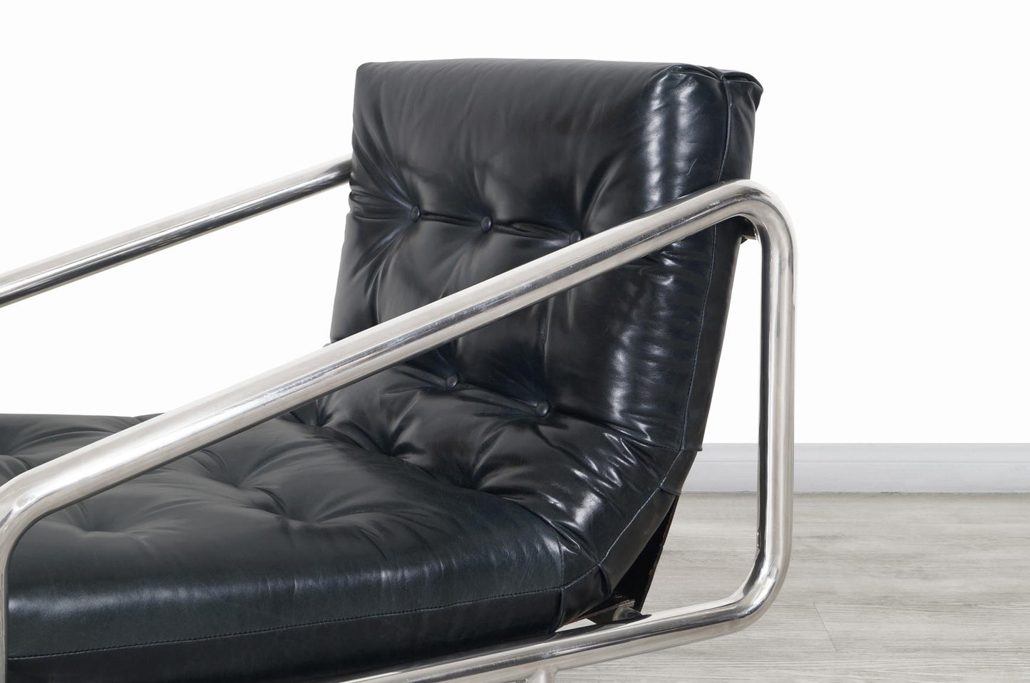 Mid-Century Modern Leather and Aluminum Lounge Chairs