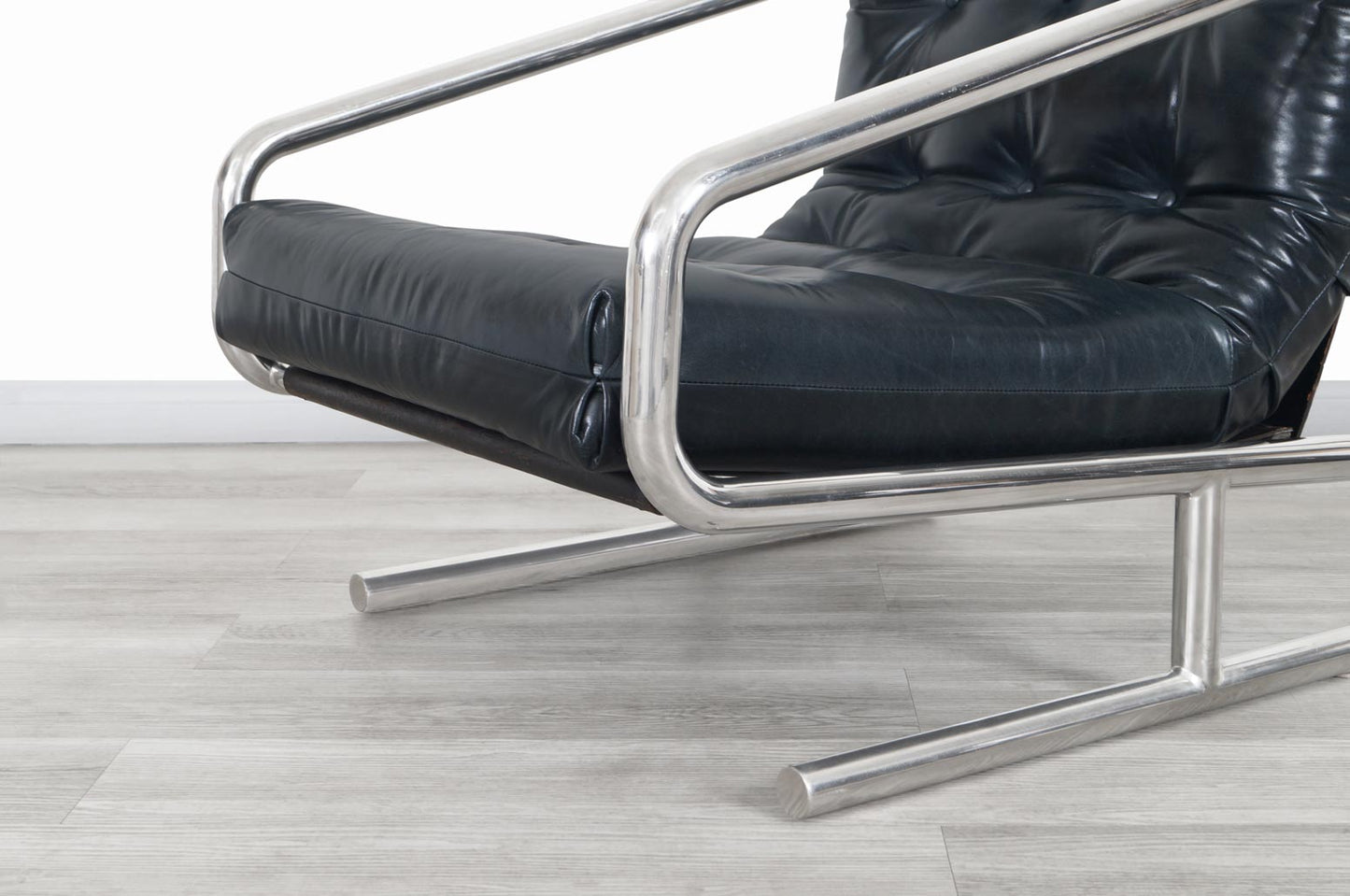 Mid-Century Modern Leather and Aluminum Lounge Chairs