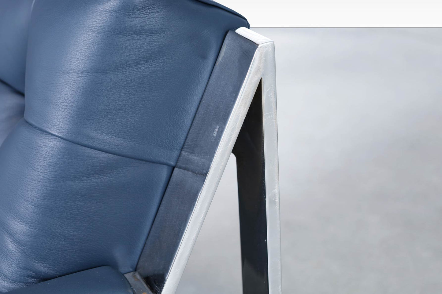 Vintage Leather and Chrome Biscuit Tufted Lounge Chairs by Cy Mann