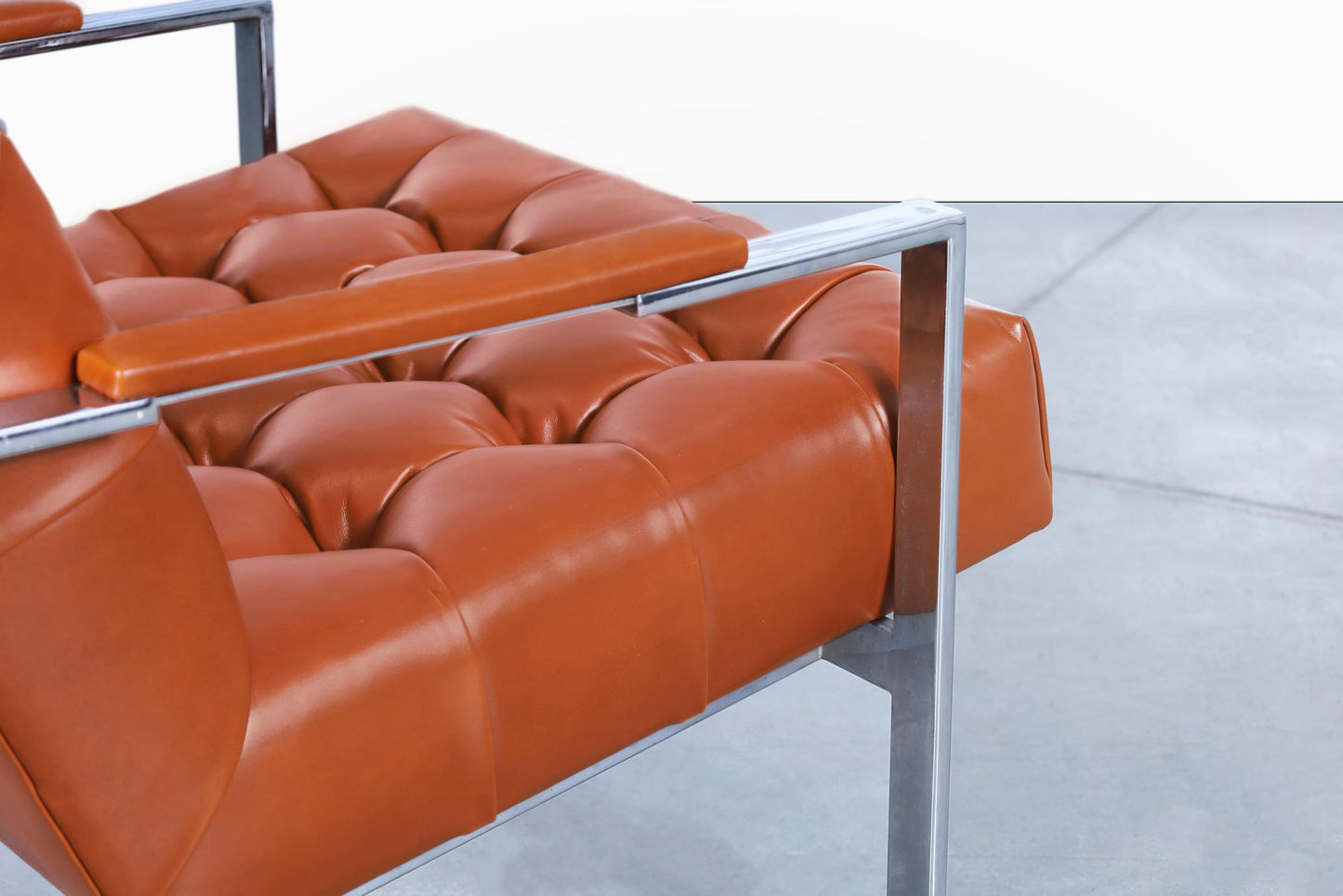 Mid-Century Leather and Chrome Lounge Chairs by Milo Baughman