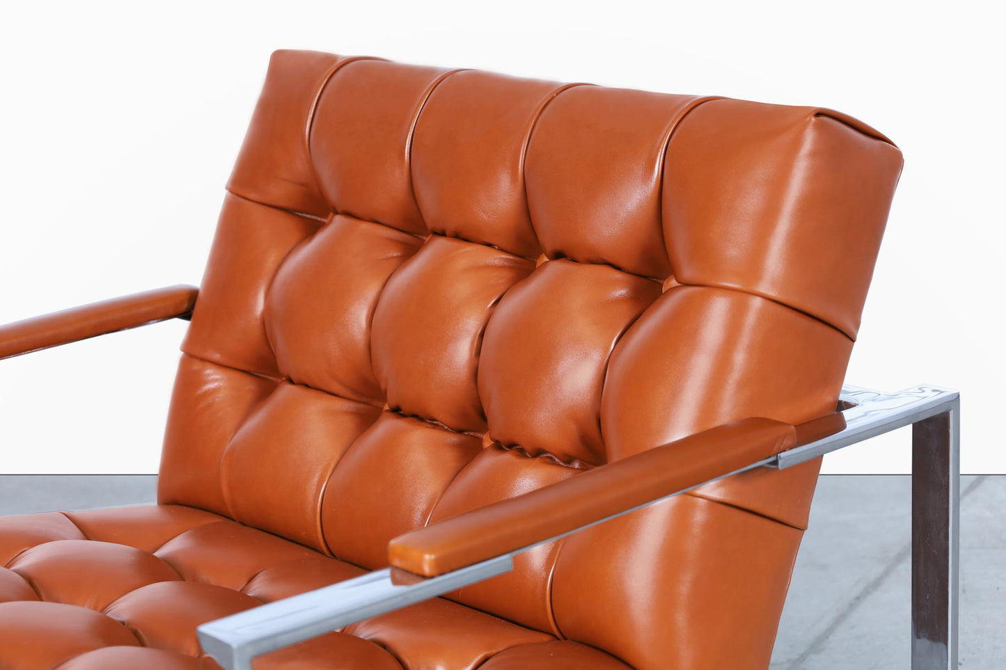 Mid-Century Leather and Chrome Lounge Chairs by Milo Baughman