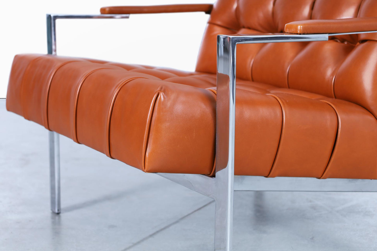 Mid-Century Leather and Chrome Lounge Chairs by Milo Baughman