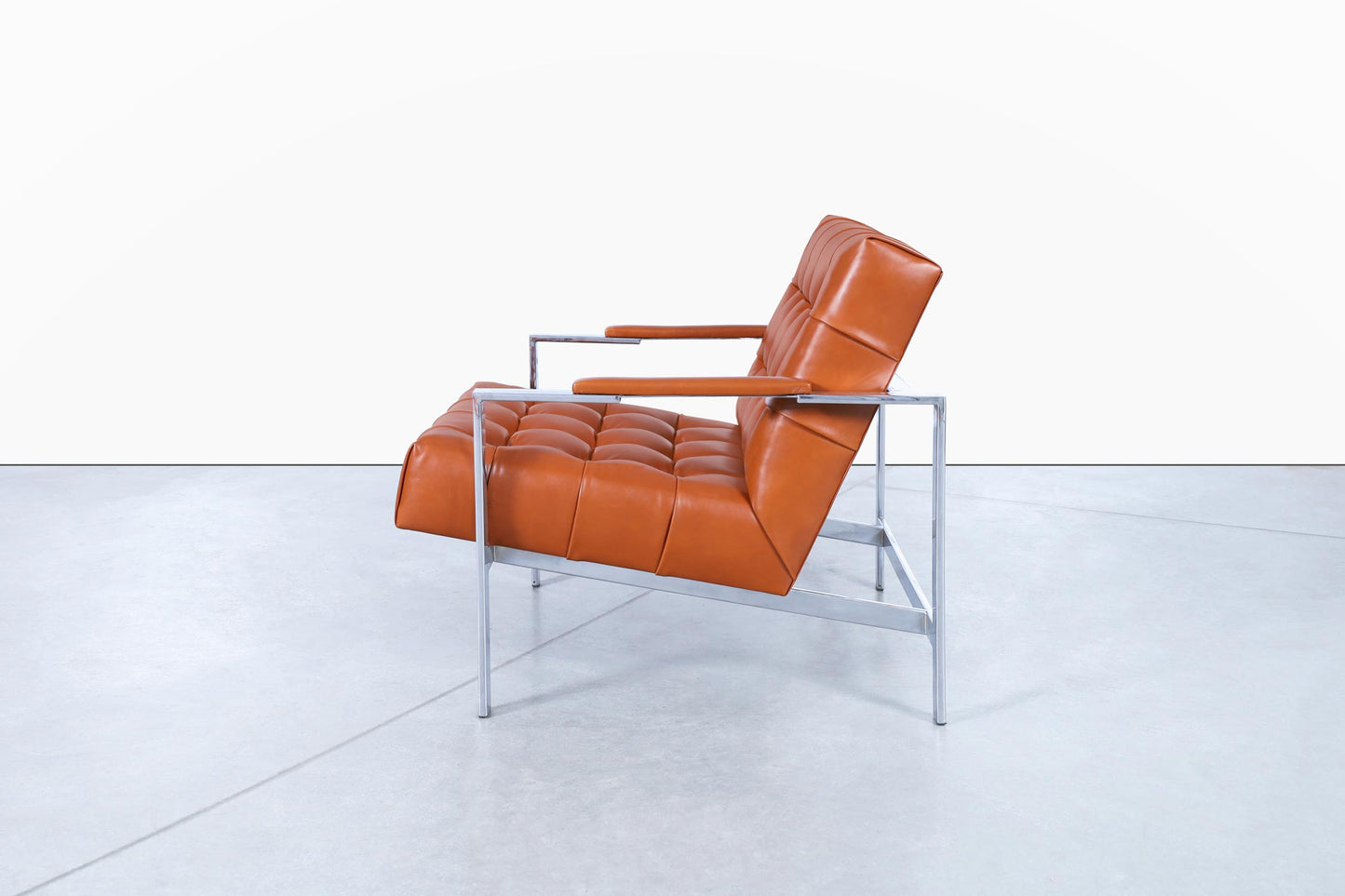 Mid-Century Leather and Chrome Lounge Chairs by Milo Baughman