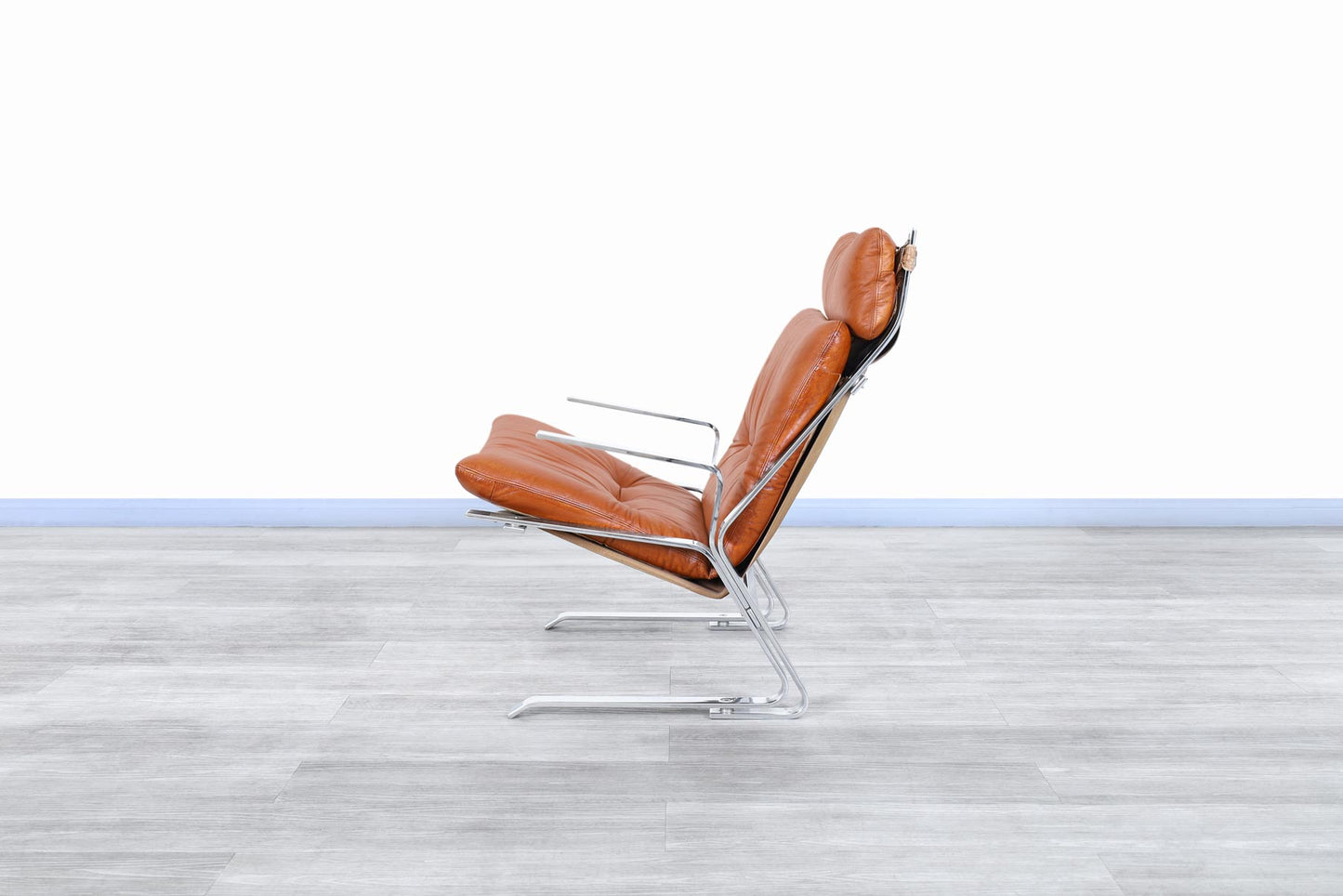 Mid-Century Leather and Chrome Lounge Chairs by Elsa and Nordahl Solheim
