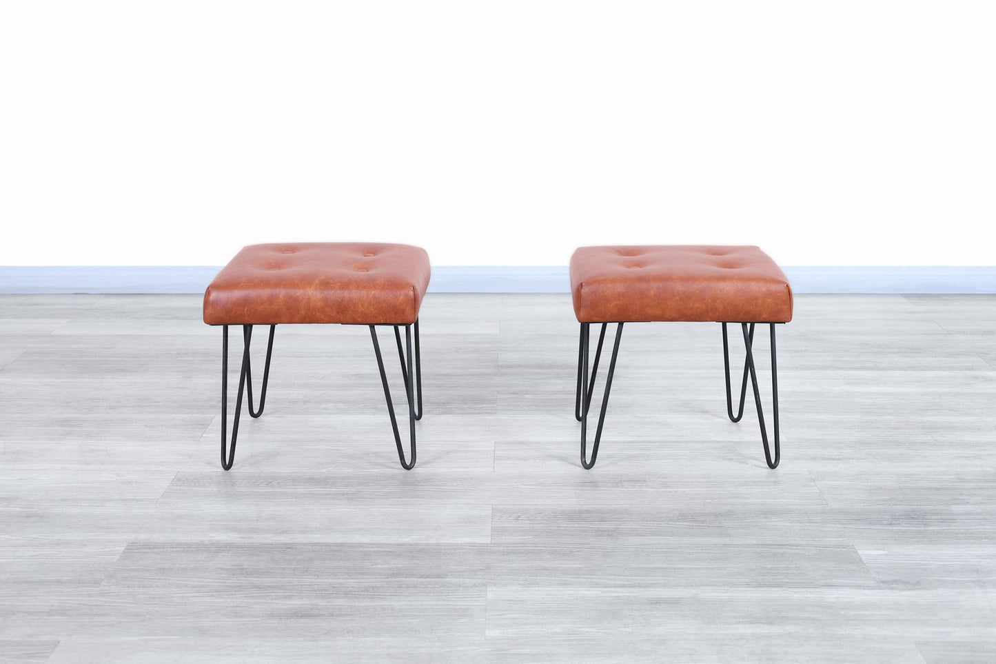 Vintage Leather and Iron Stools
