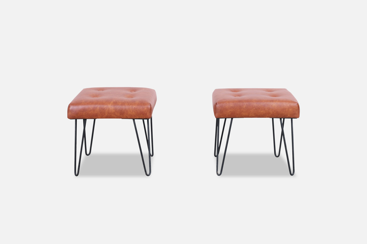 Vintage Leather and Iron Stools