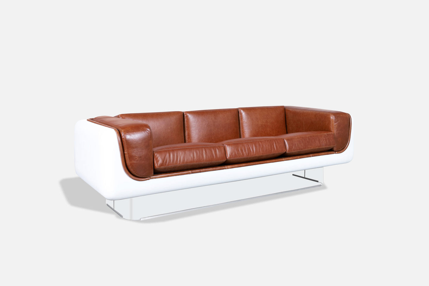 Vintage Leather and Lucite Floating Sofa by William C. Andrus for Steelcase