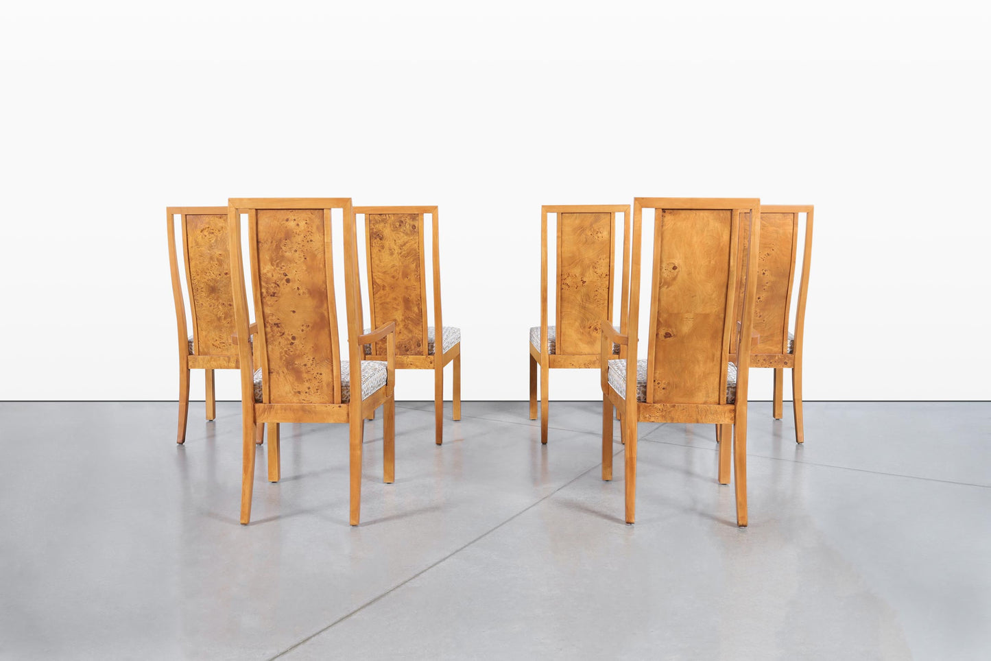 Vintage Mappa Burl Wood Dining Chairs by Thomasville