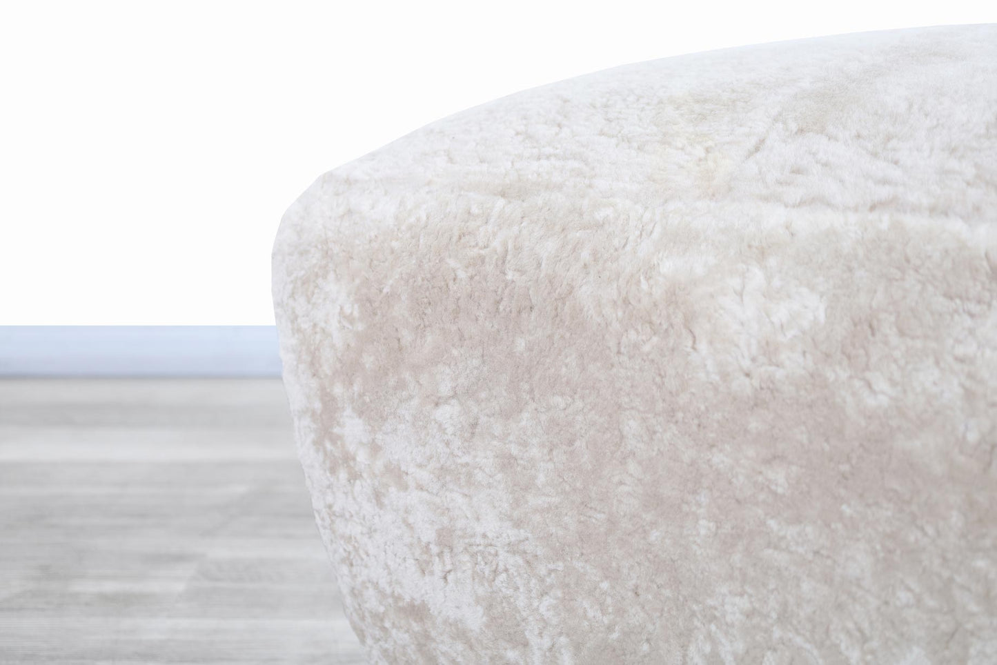 Vintage Oversized Shearling and Brass Ottomans by Marge Carson