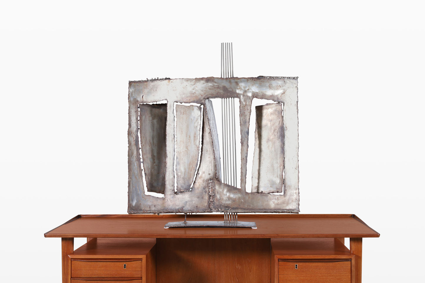 Vintage Oversized Brutalist Metal Sculpture by John Balossi, Signed