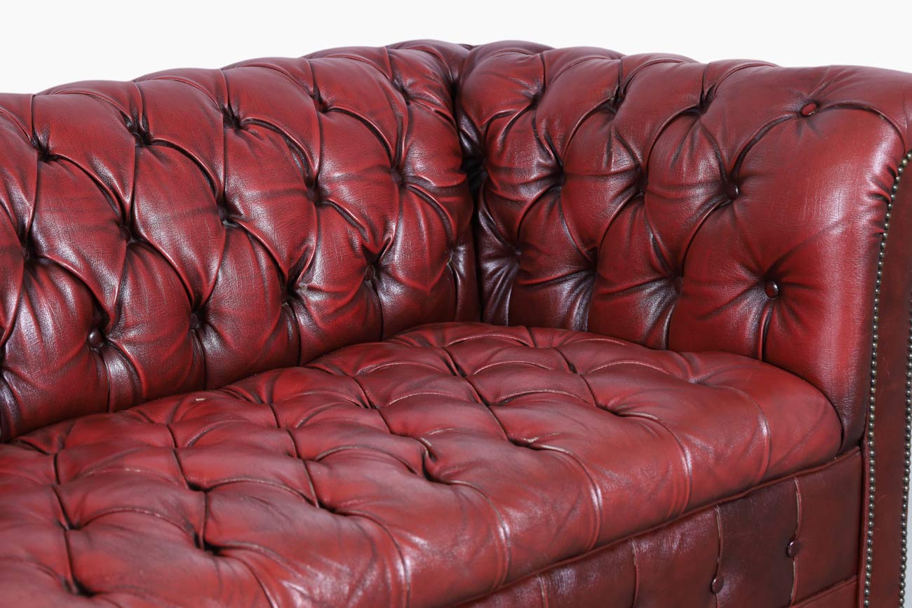 Vintage Oxford Red Leather Chesterfield Sofa