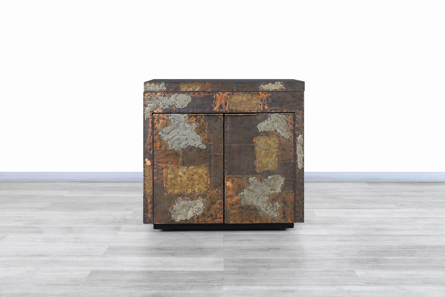Vintage Patchwork Flip-Top Bar Cabinet by Paul Evans for Directional