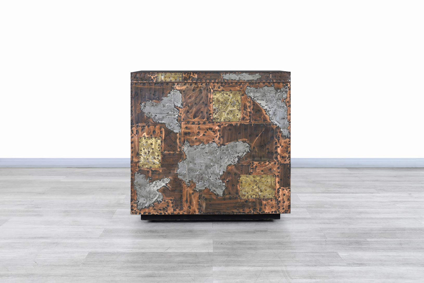Vintage Patchwork Flip-Top Bar Cabinet by Paul Evans for Directional