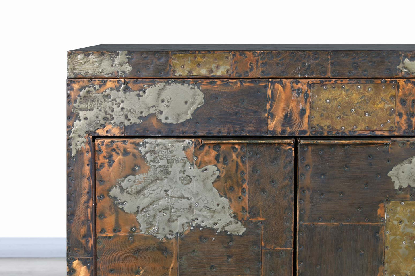 Vintage Patchwork Flip-Top Bar Cabinet by Paul Evans for Directional