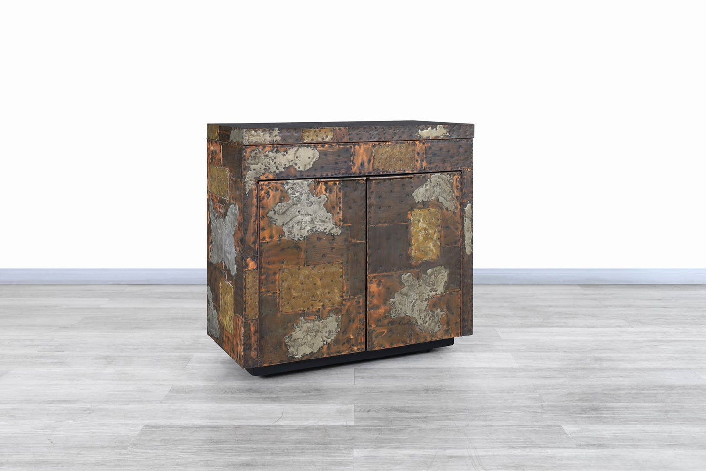 Vintage Patchwork Flip-Top Bar Cabinet by Paul Evans for Directional
