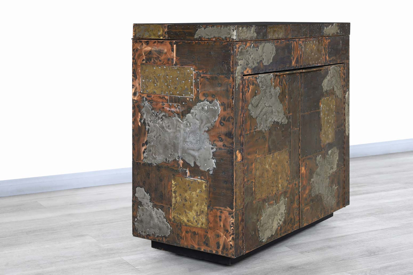 Vintage Patchwork Flip-Top Bar Cabinet by Paul Evans for Directional