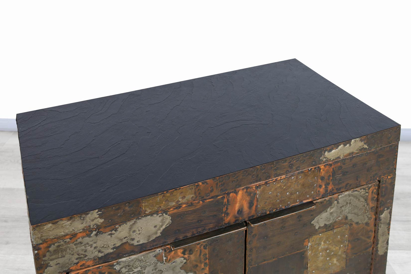 Vintage Patchwork Flip-Top Bar Cabinet by Paul Evans for Directional