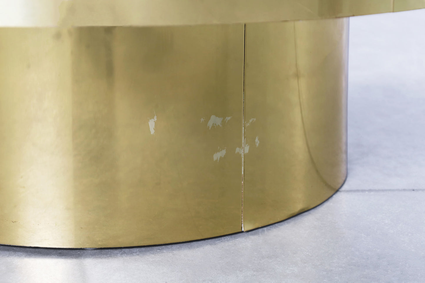 Vintage Round Brass and Smoked Glass Coffee Table