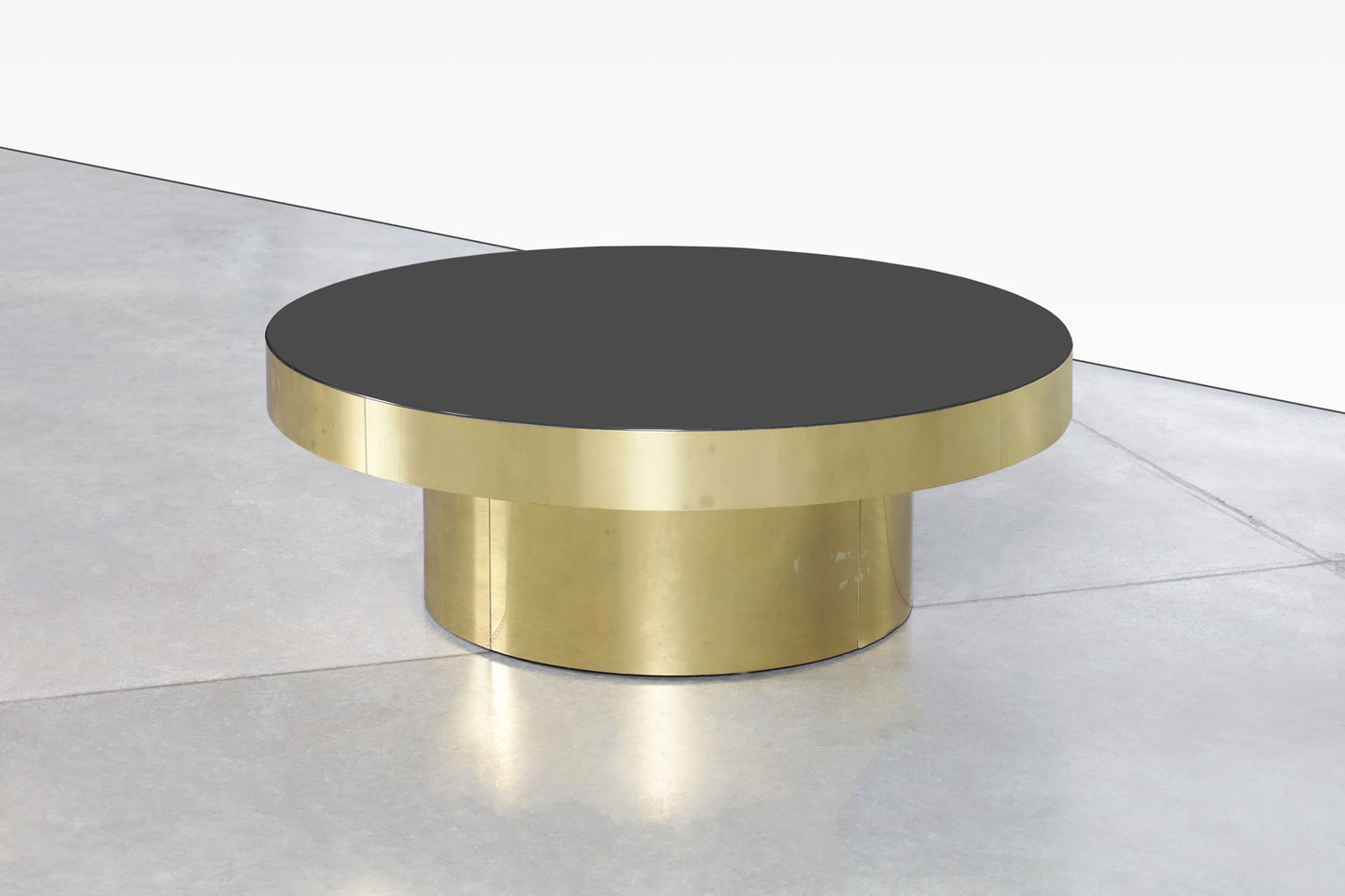 Vintage Round Brass and Smoked Glass Coffee Table