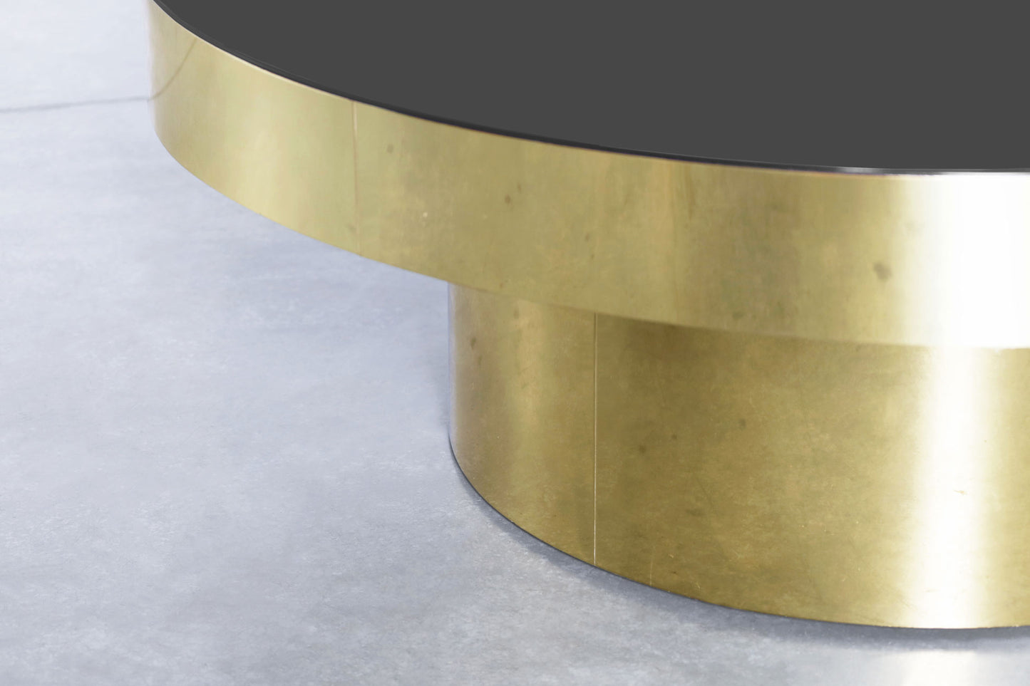 Vintage Round Brass and Smoked Glass Coffee Table