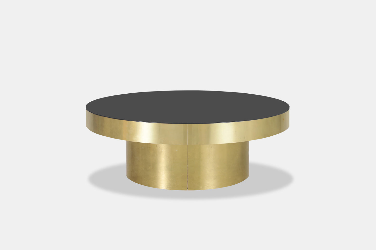 Vintage Round Brass and Smoked Glass Coffee Table