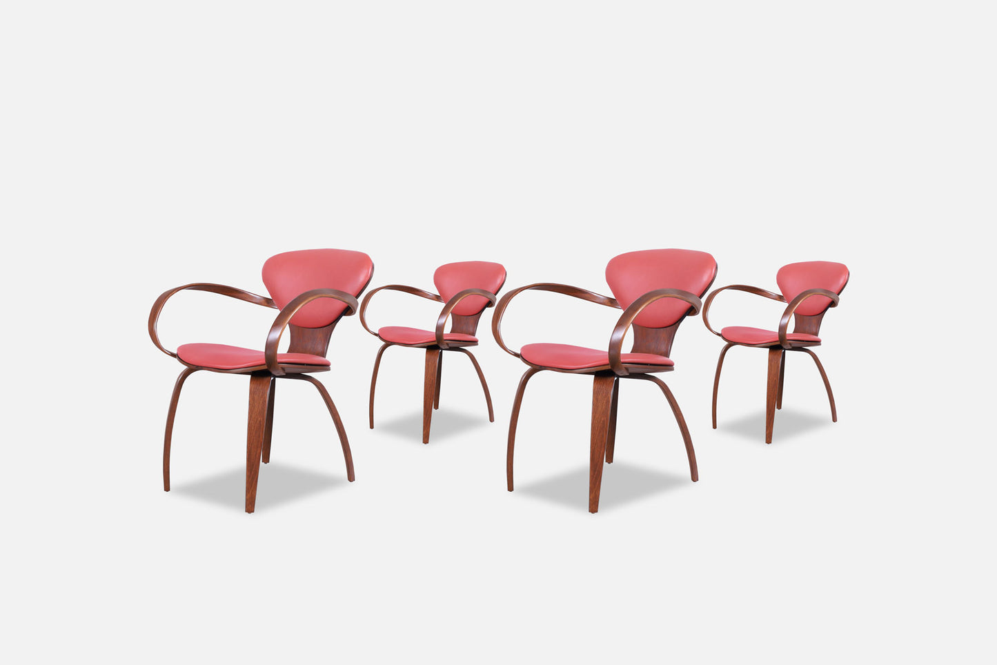 Vintage Sculptural Walnut “Pretzel” Armchairs by Plycraft