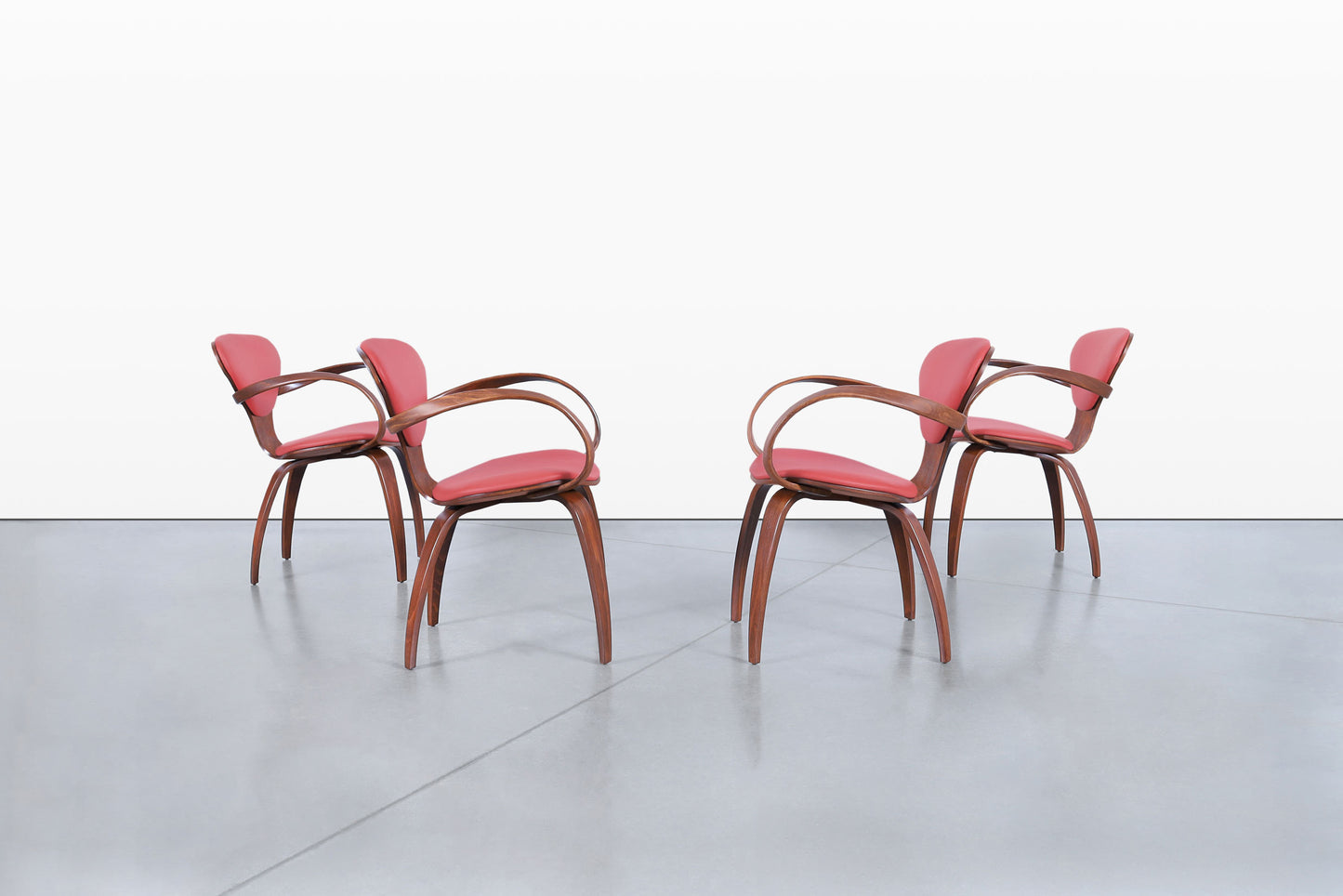 Vintage Sculptural Walnut “Pretzel” Armchairs by Plycraft