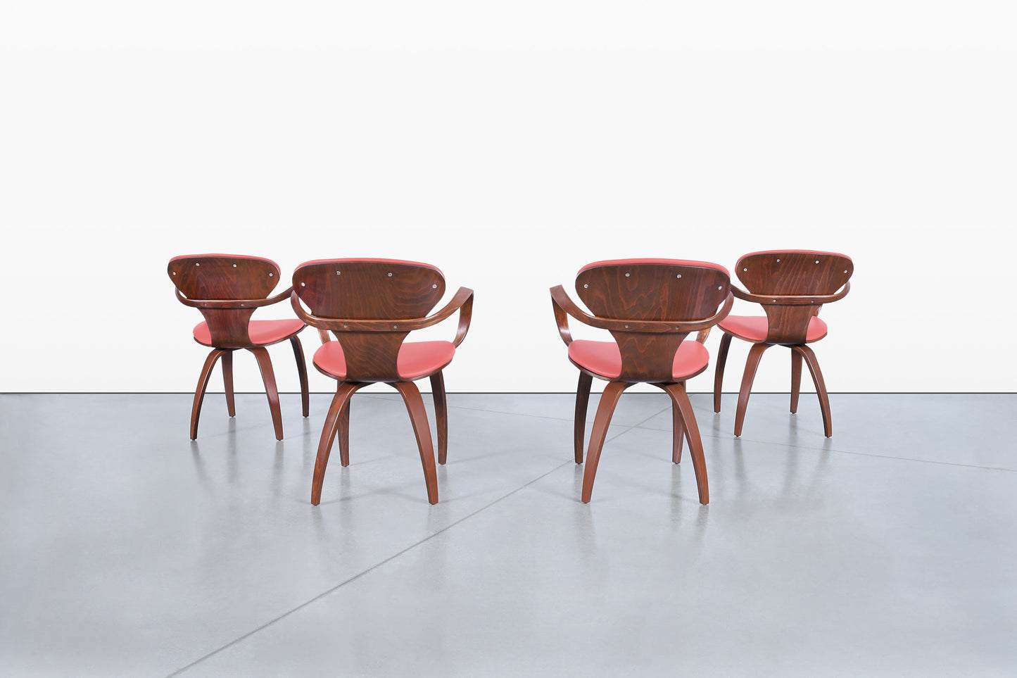 Vintage Sculptural Walnut “Pretzel” Armchairs by Plycraft