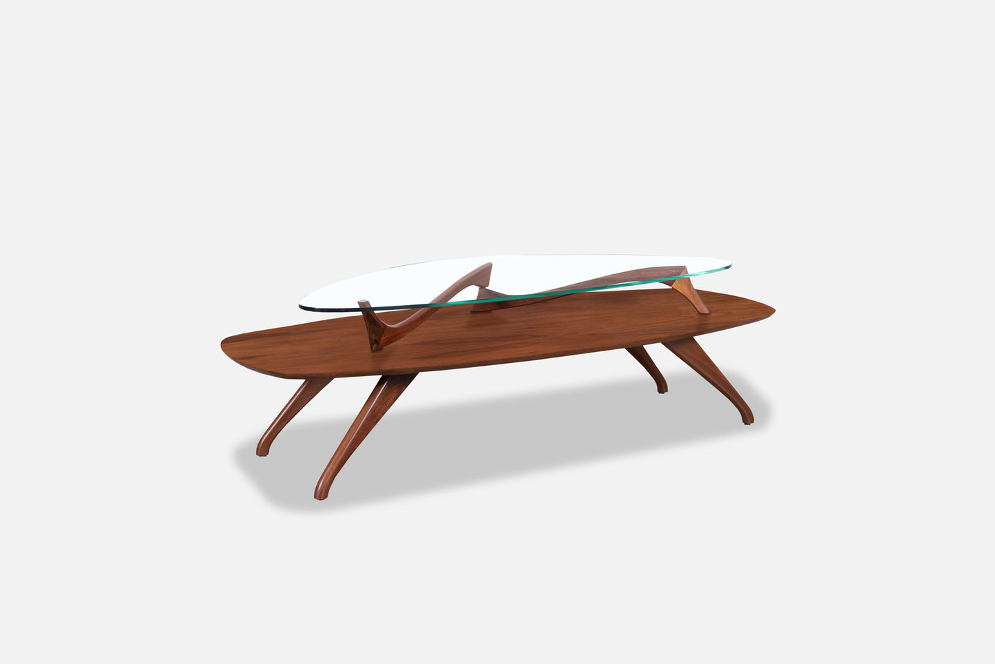 Vintage Sculptural Walnut Coffee Table Styled After Vladimir Kagan