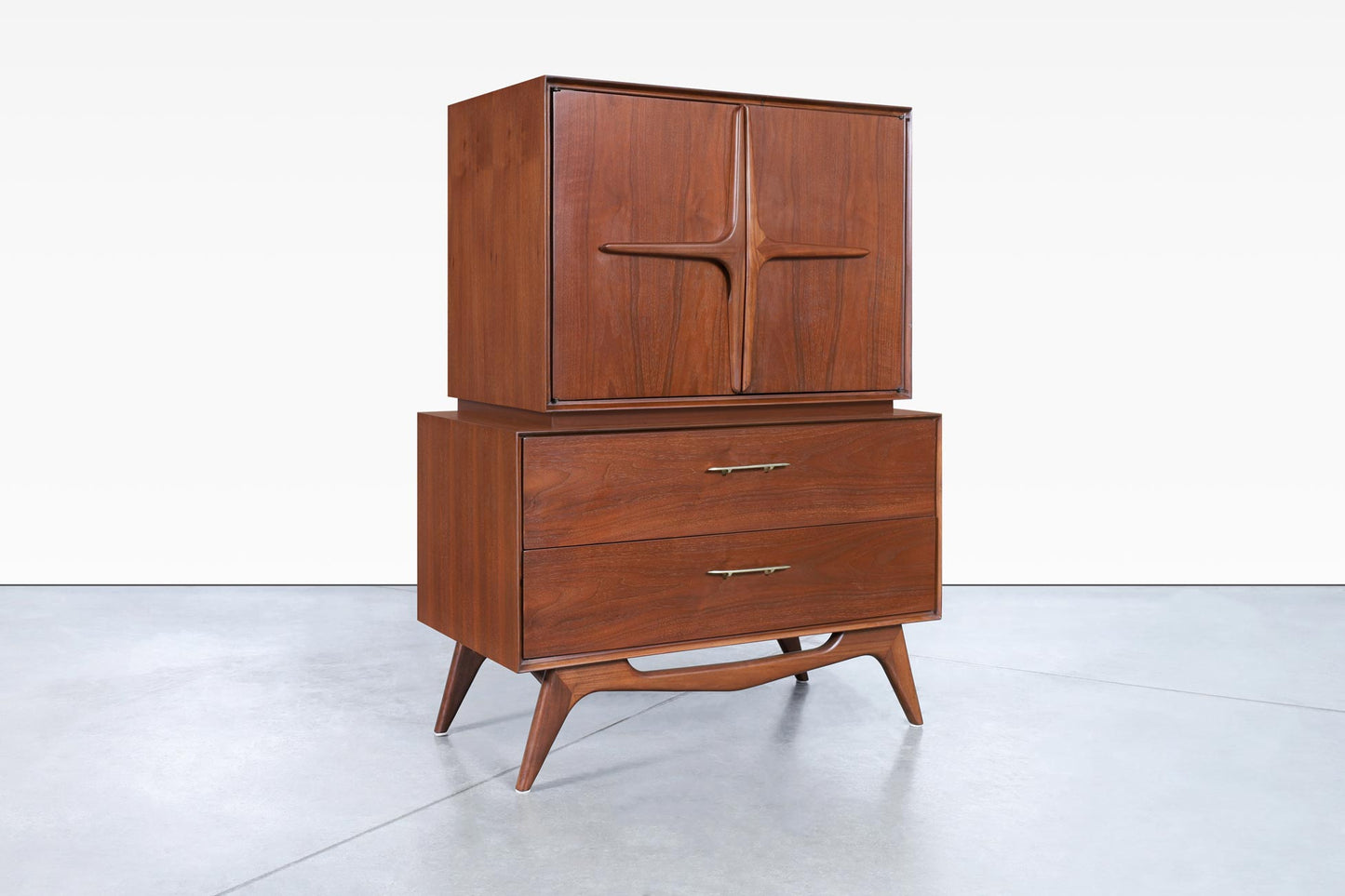 Vintage Sculptural Walnut High-Boy