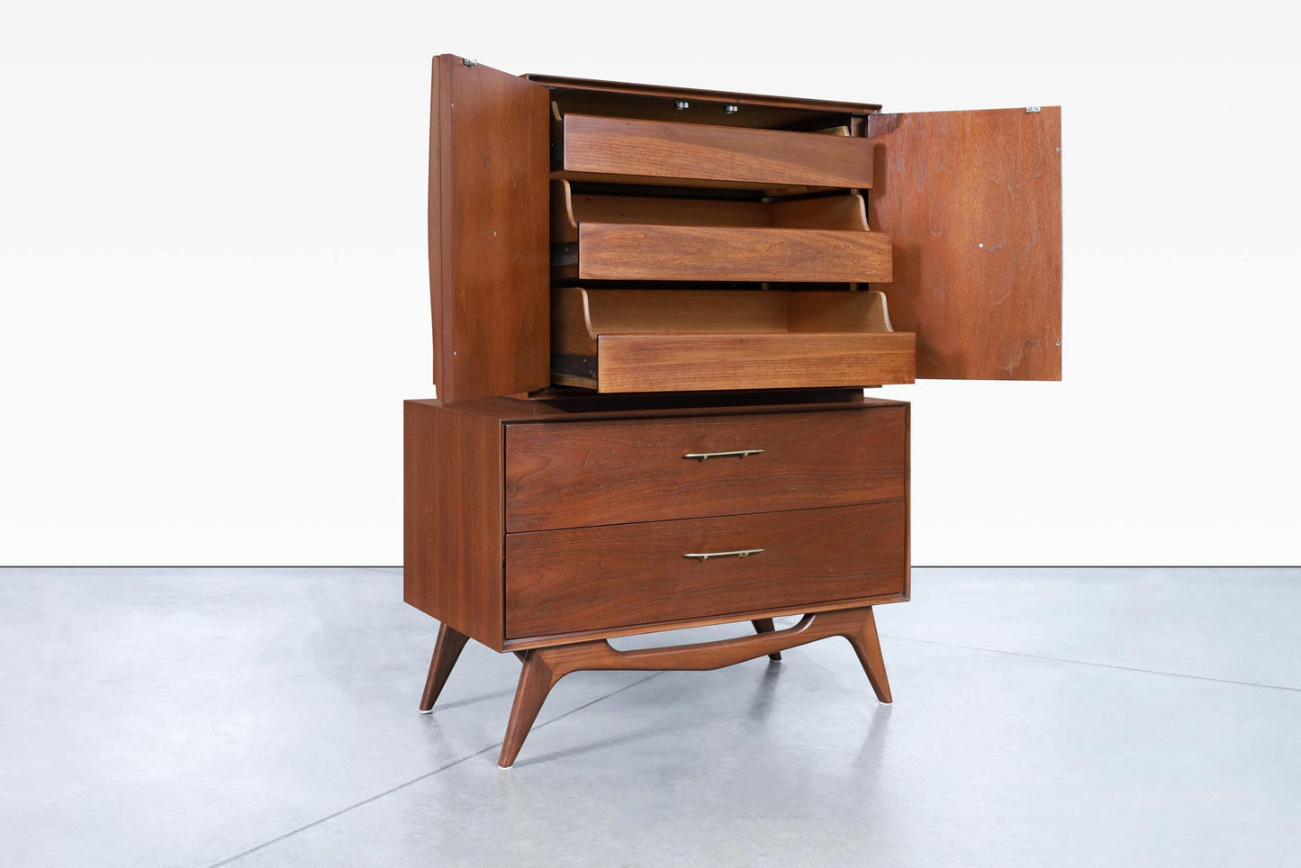 Vintage Sculptural Walnut High-Boy