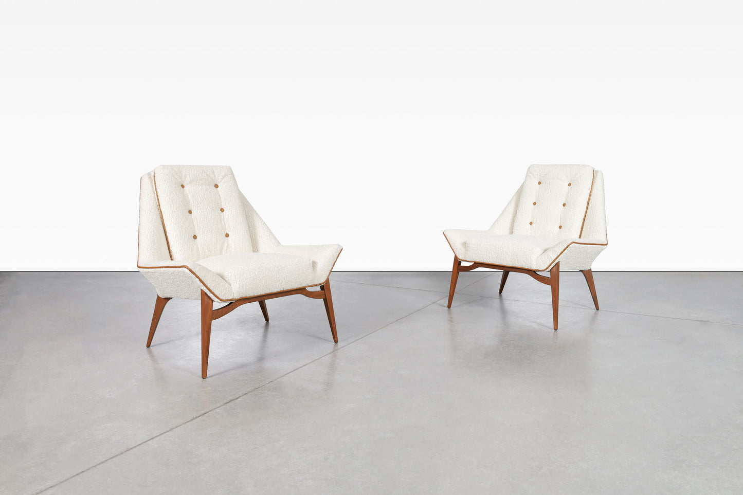 Vintage Sculptural Walnut Lounge Chairs