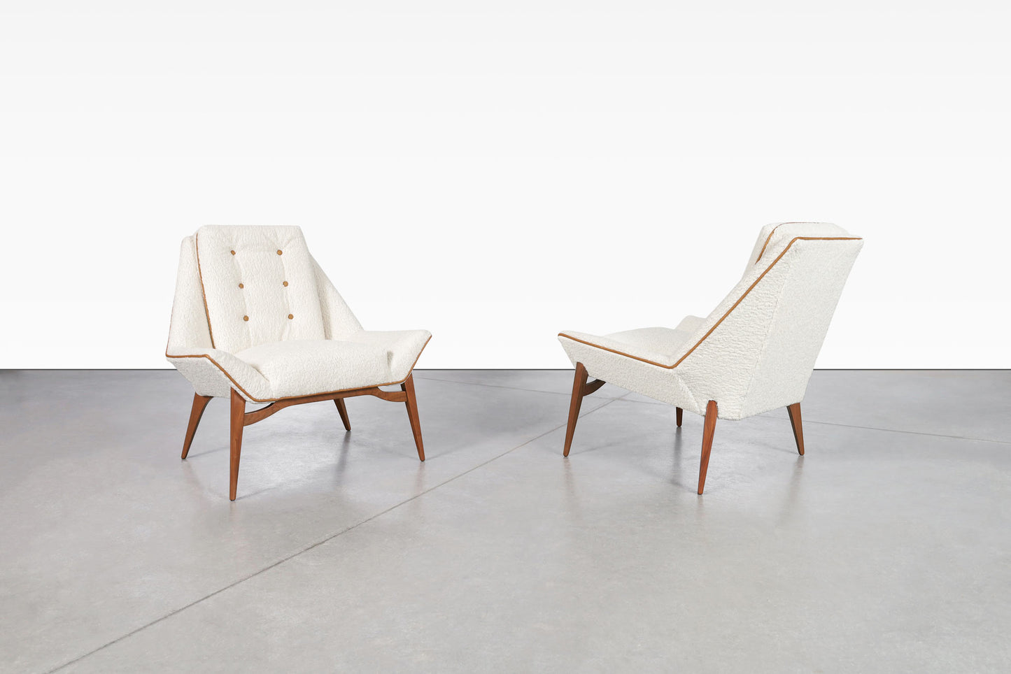 Vintage Sculptural Walnut Lounge Chairs