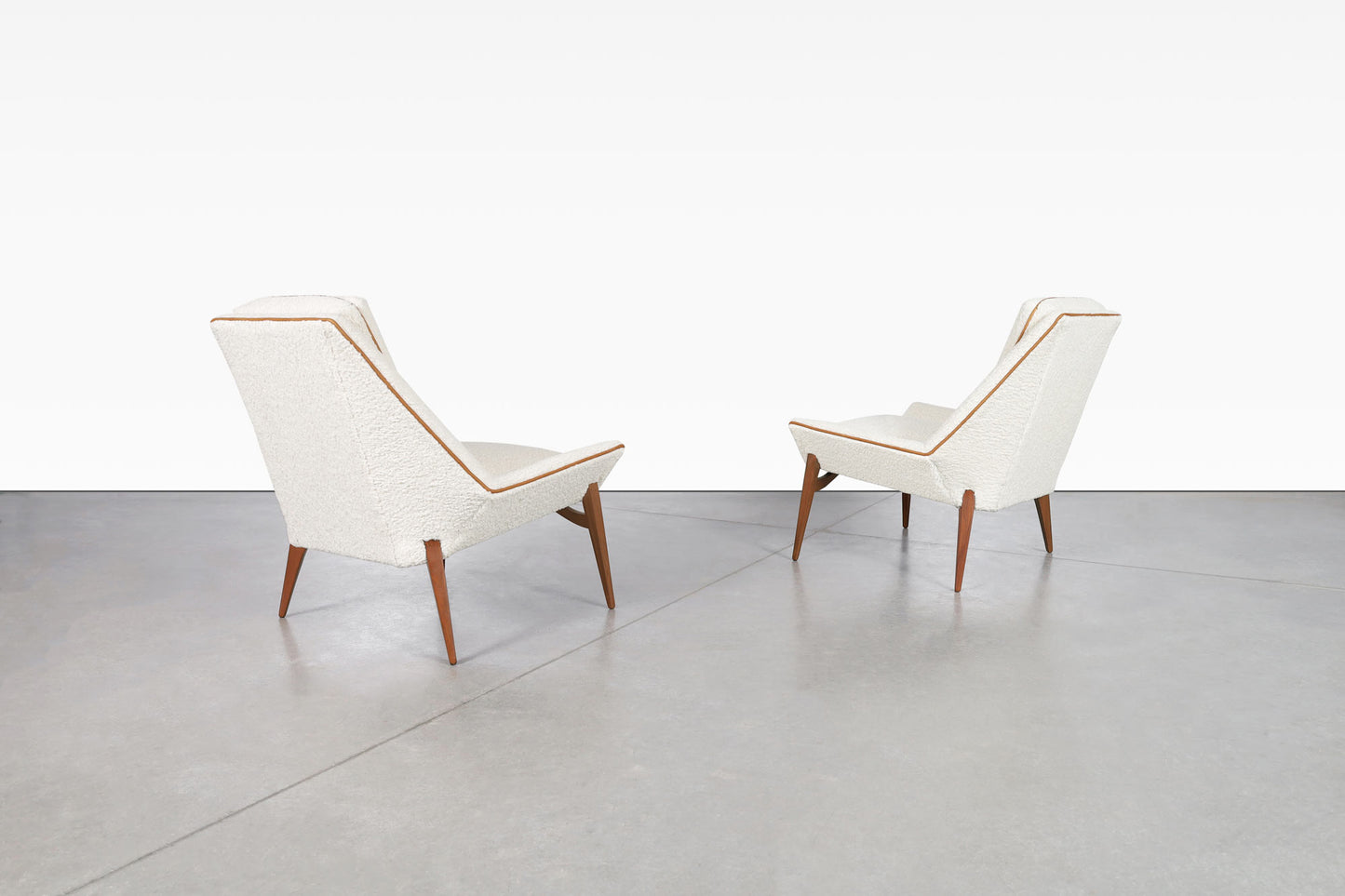 Vintage Sculptural Walnut Lounge Chairs