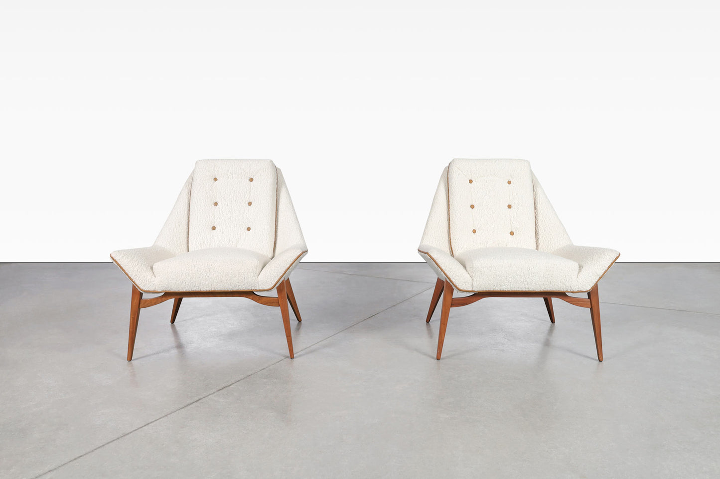 Vintage Sculptural Walnut Lounge Chairs