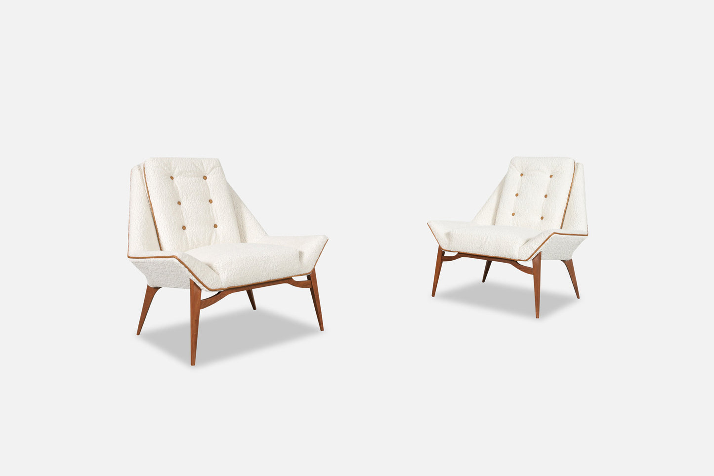 Vintage Sculptural Walnut Lounge Chairs
