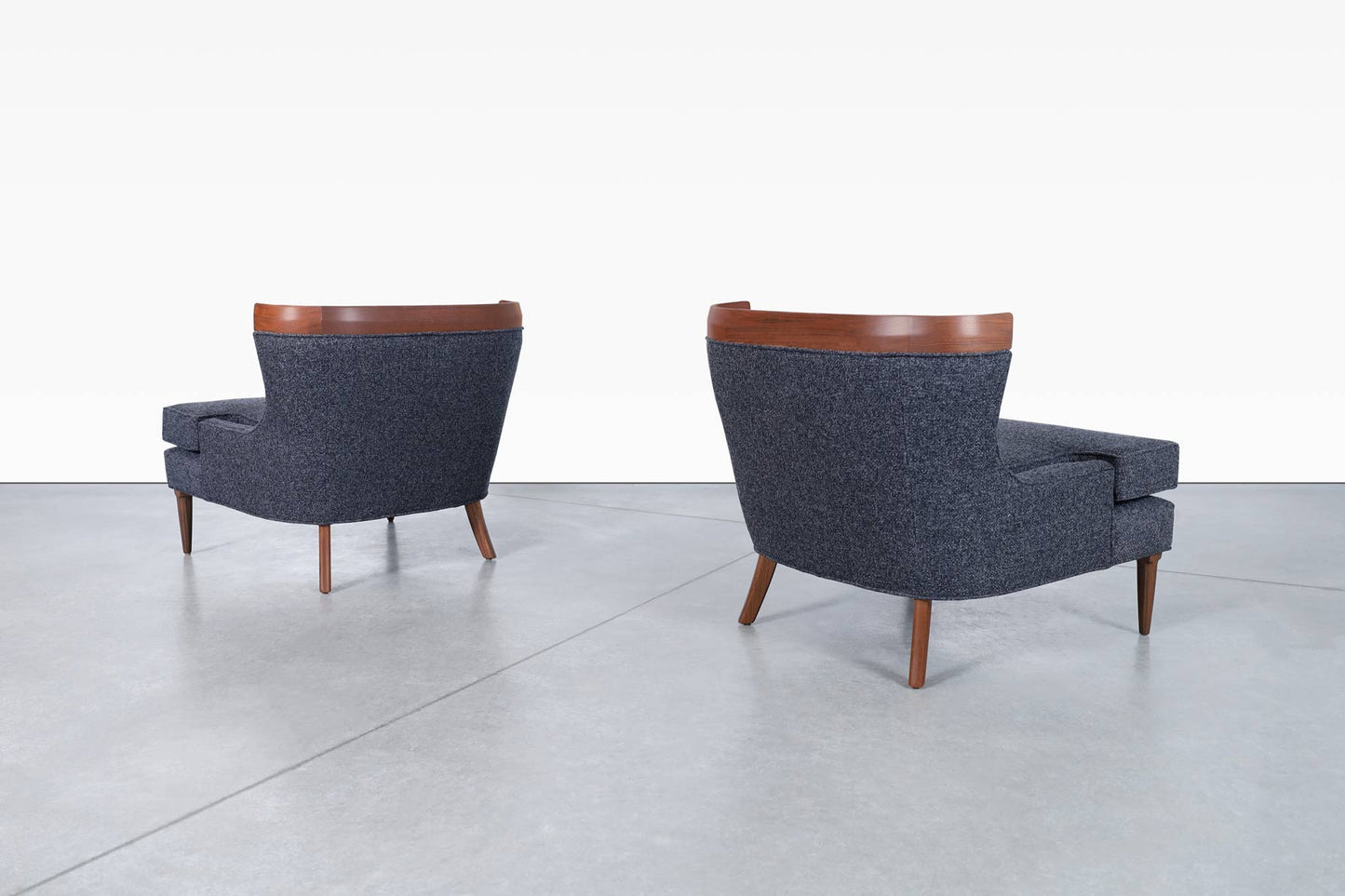 Vintage Sculptural Walnut Lounge Chairs by Erwin Lambeth for Tomlinson