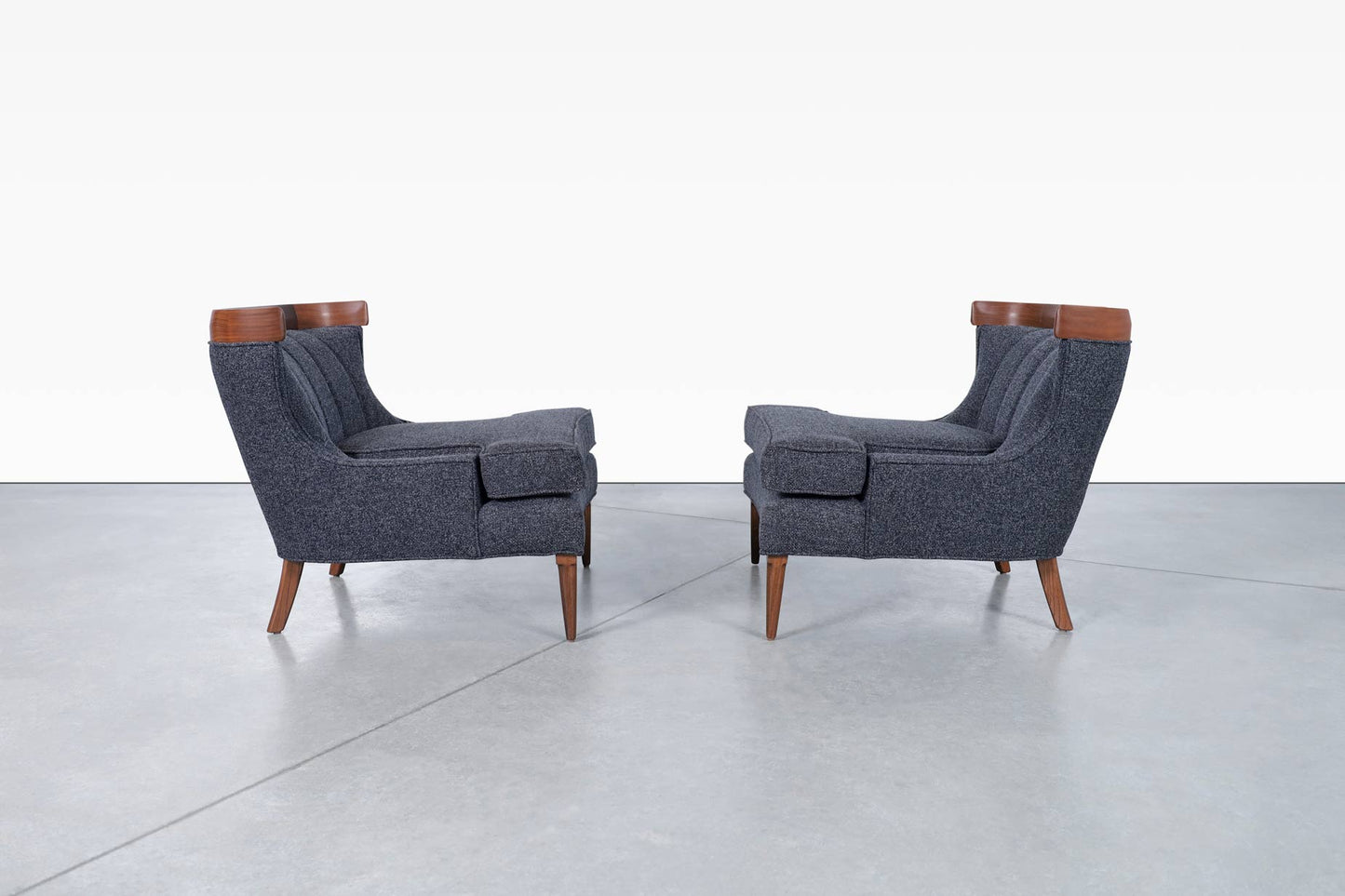 Vintage Sculptural Walnut Lounge Chairs by Erwin Lambeth for Tomlinson