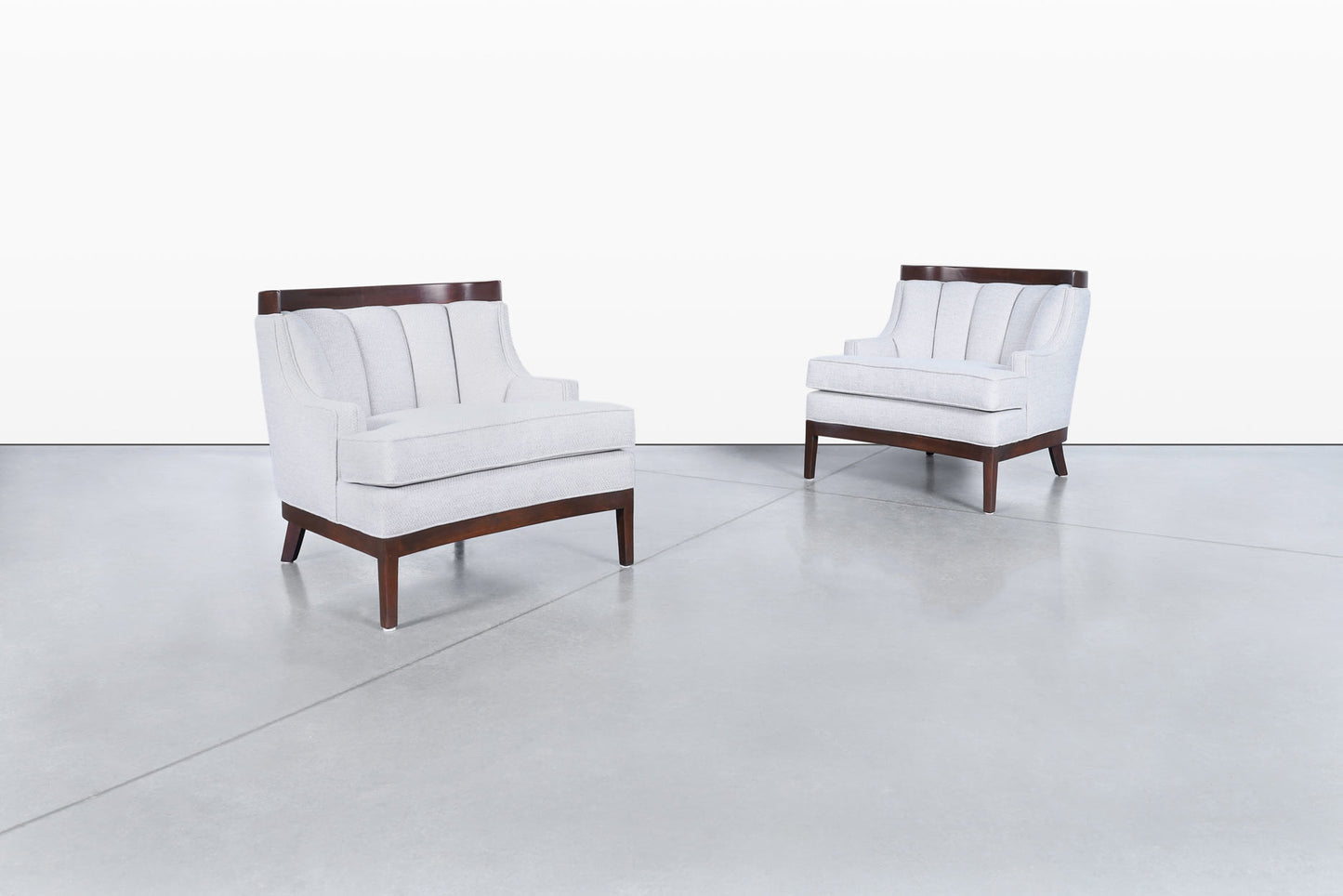 Vintage Sculptural Walnut Lounge Chairs in the Manner of Erwin Lambeth