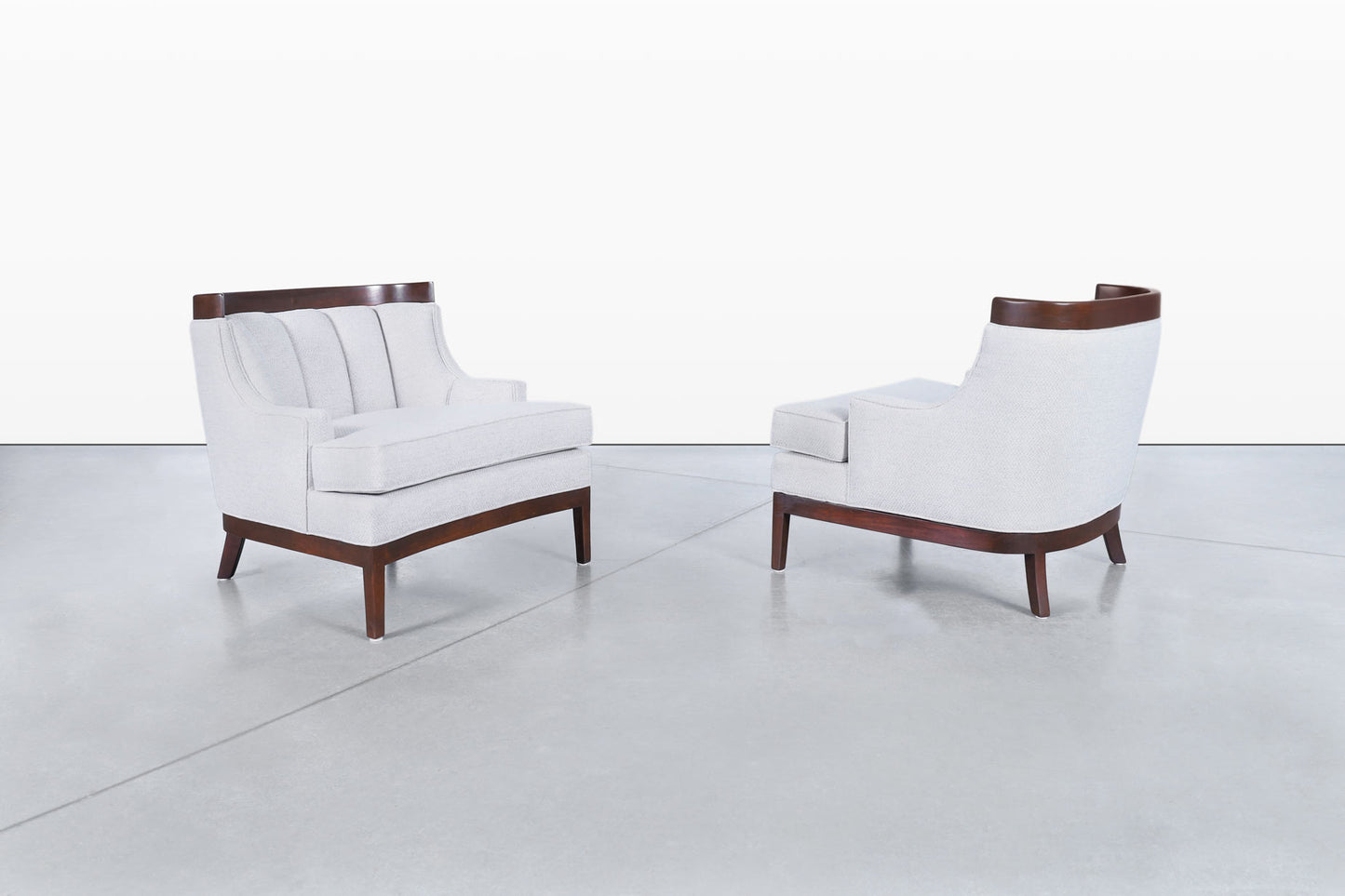Vintage Sculptural Walnut Lounge Chairs in the Manner of Erwin Lambeth