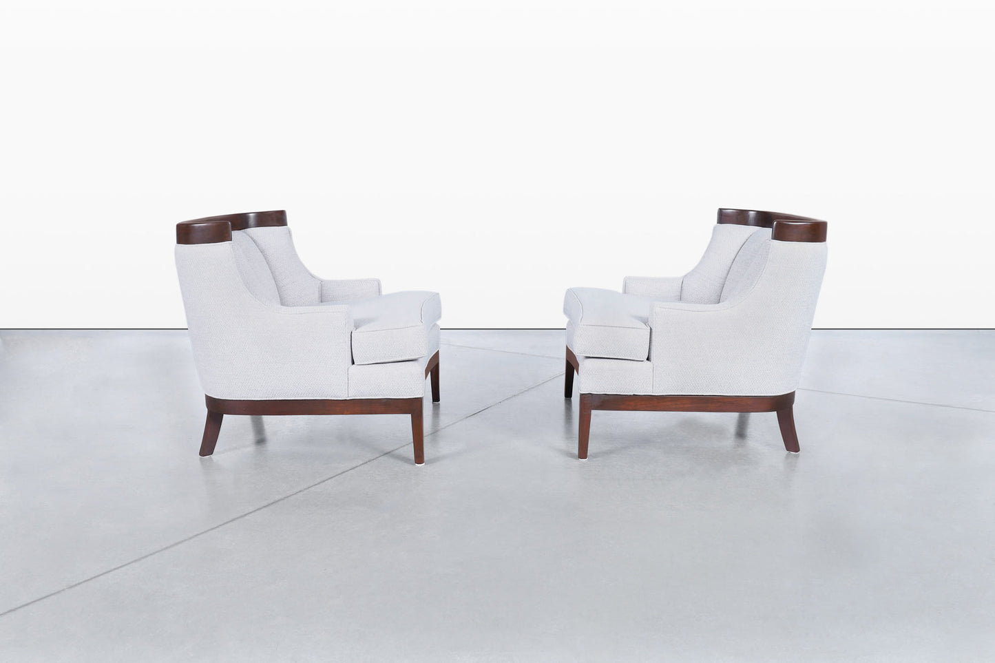 Vintage Sculptural Walnut Lounge Chairs in the Manner of Erwin Lambeth