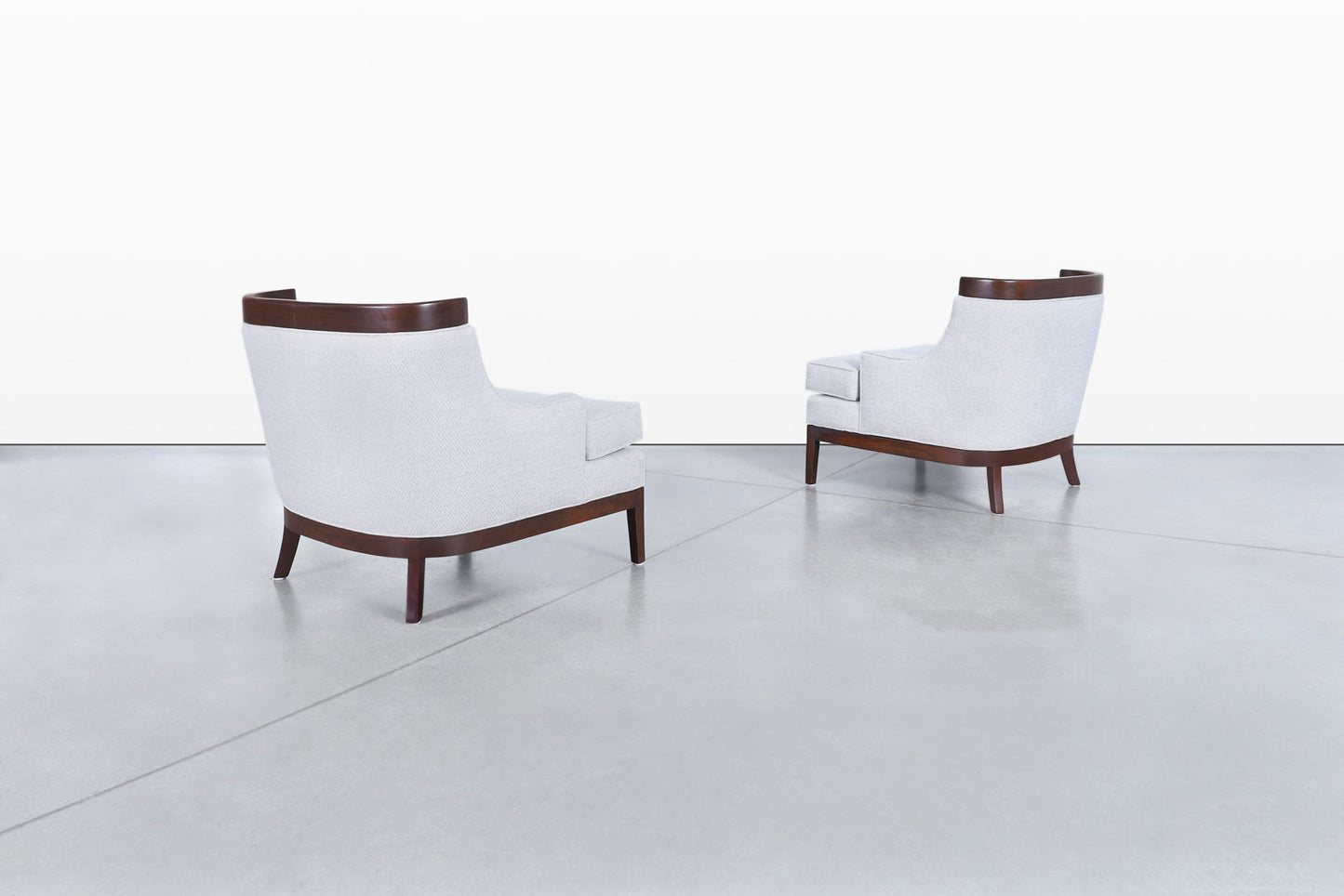 Vintage Sculptural Walnut Lounge Chairs in the Manner of Erwin Lambeth