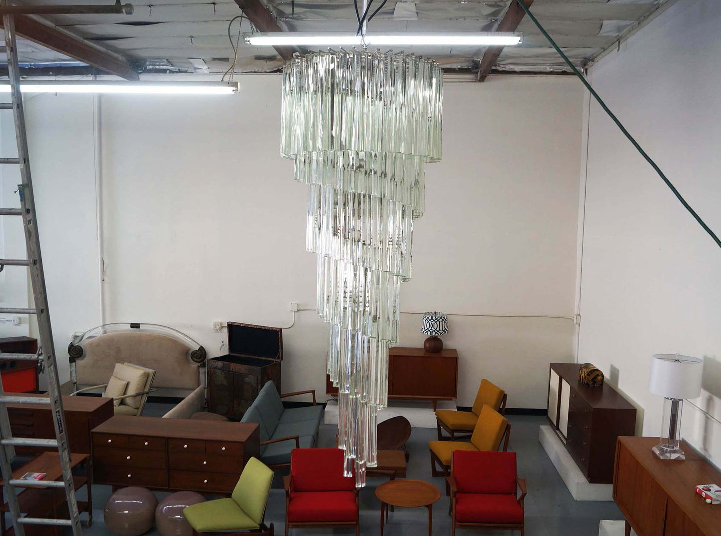 Vintage Spiral Murano Glass Chandelier by Venini