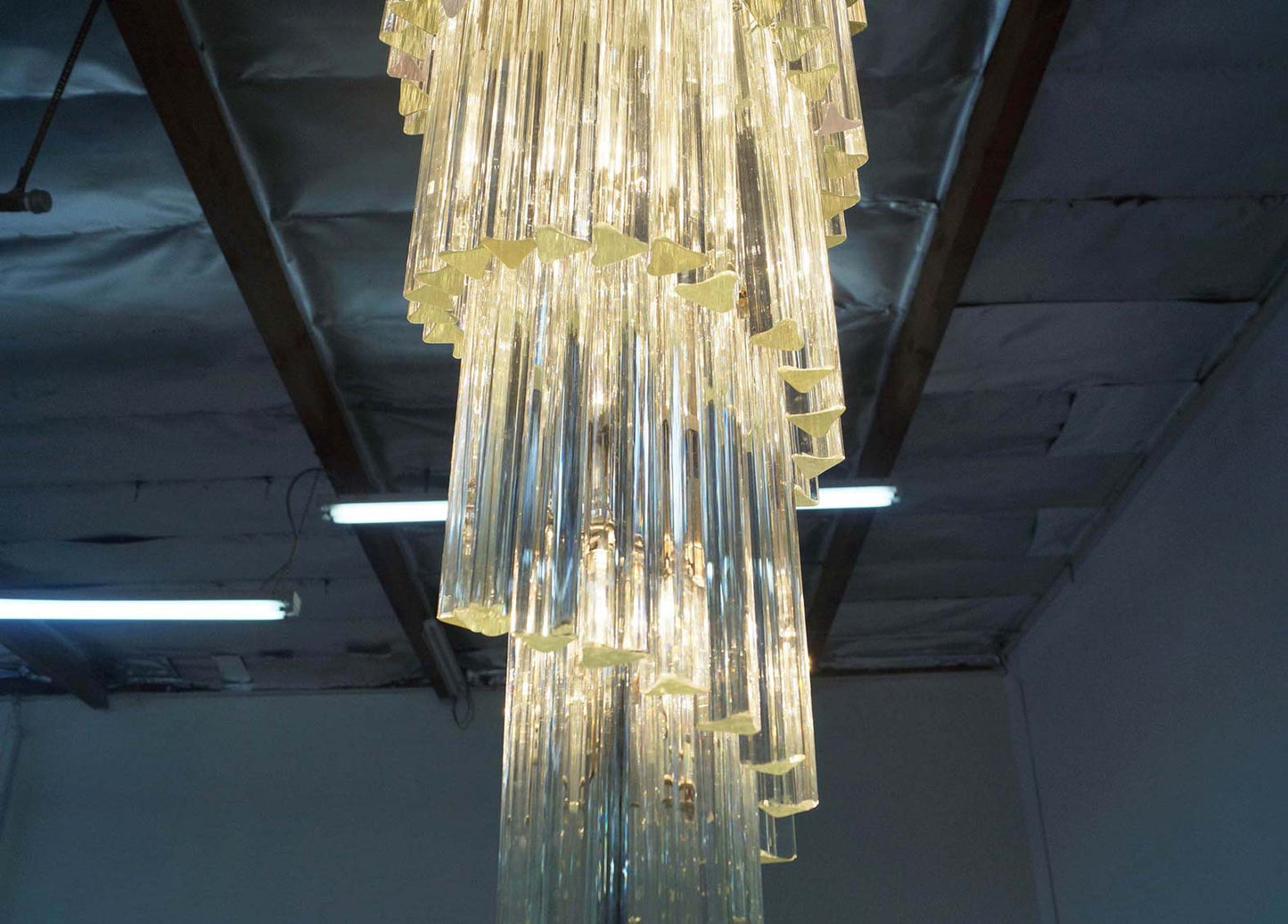 Vintage Spiral Murano Glass Chandelier by Venini