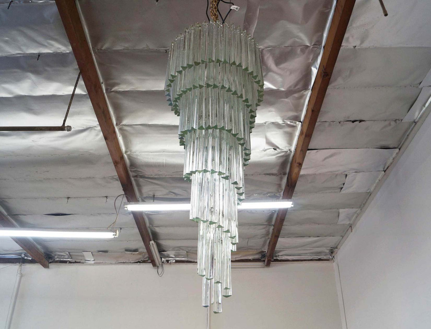 Vintage Spiral Murano Glass Chandelier by Venini