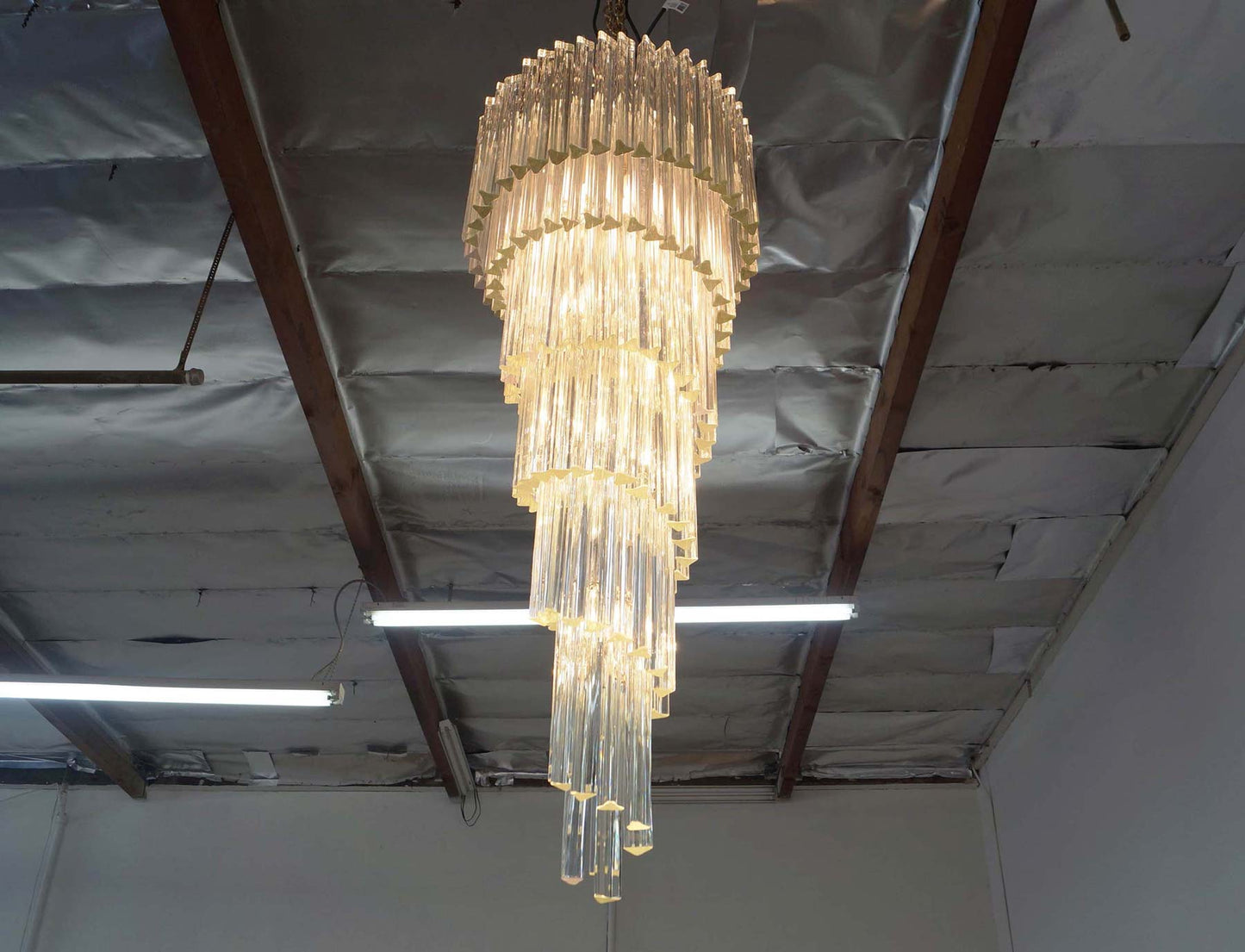 Vintage Spiral Murano Glass Chandelier by Venini